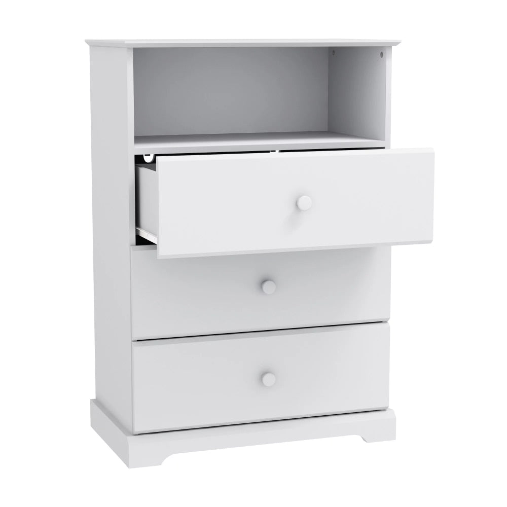 Campbell Wood 3-Drawer Kids Dresser with Storage Shelf, White,Durable and Stron image 4
