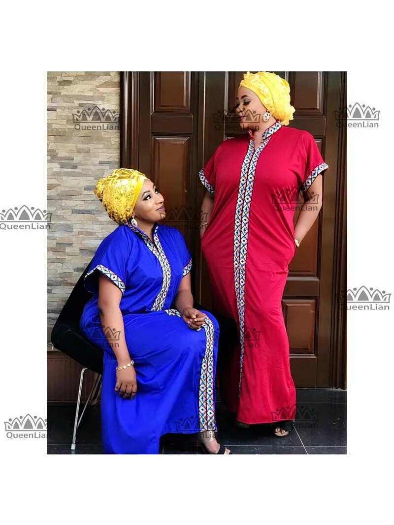 SPring Traditional African Collar Long Dress bazin CLothing Women Print Loose S image 1