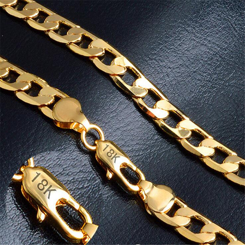 Gold Chain Rough Necklace Hot Long Necklace Fashion Jewelry 18 K 4/6/8/10MM 50c image 0