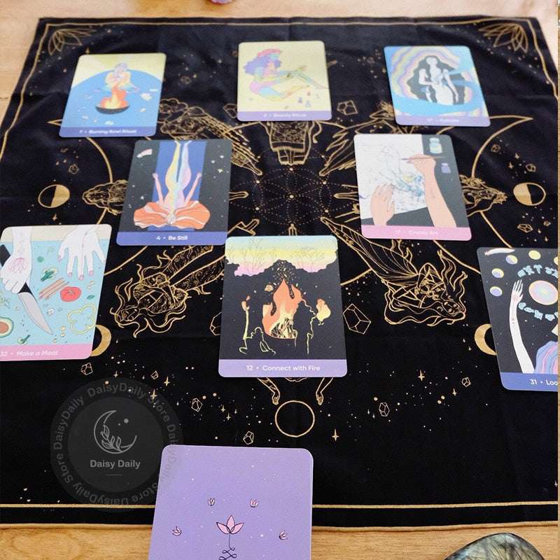Black Gold Moon Phase Tarot Mat Oracle Mats Altar Cloths Tarot Altar Shrine Clo image 5