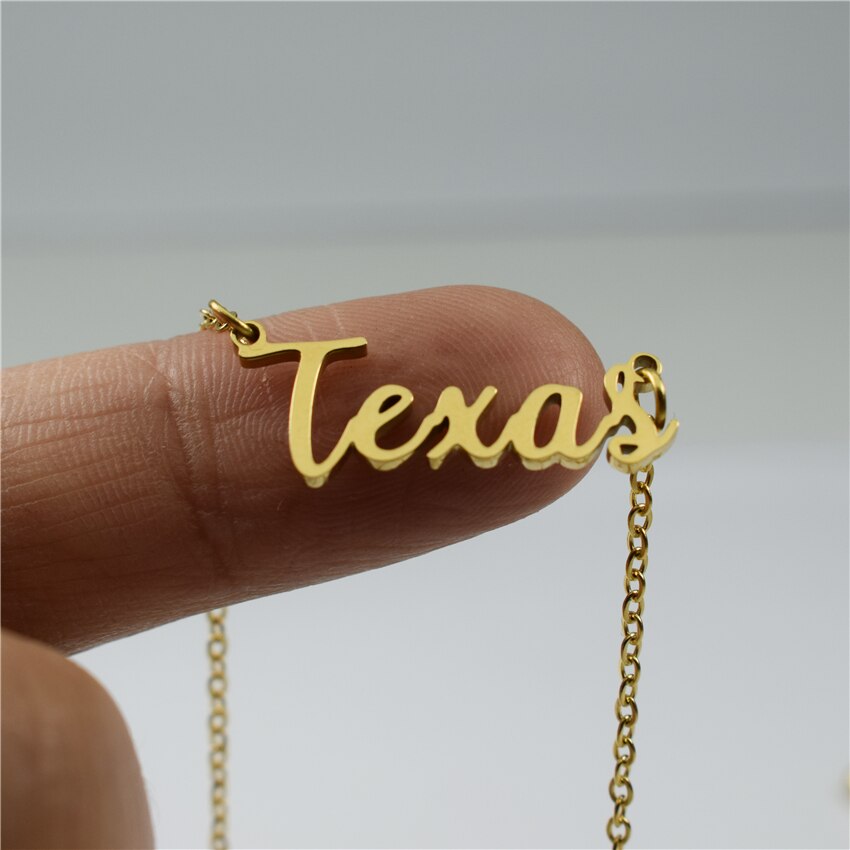 California Necklace Stainless Steel Gold Plated Handwritten Script Florida New image 4