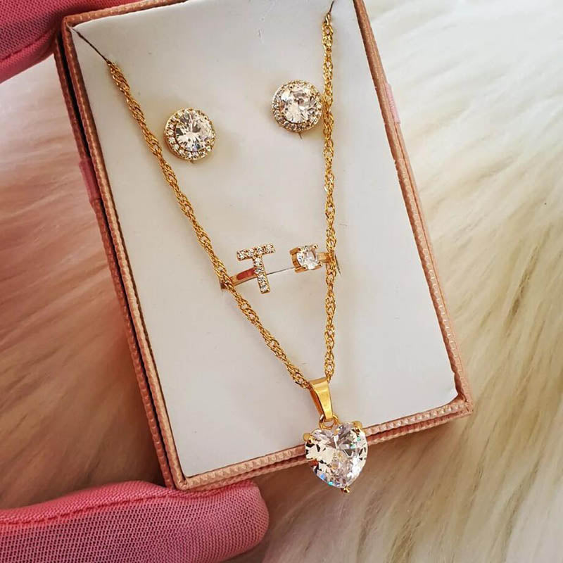 Heart Necklaces For Women Stainless Steel Gold Plated Chain Zircon Heart Pendan image 7
