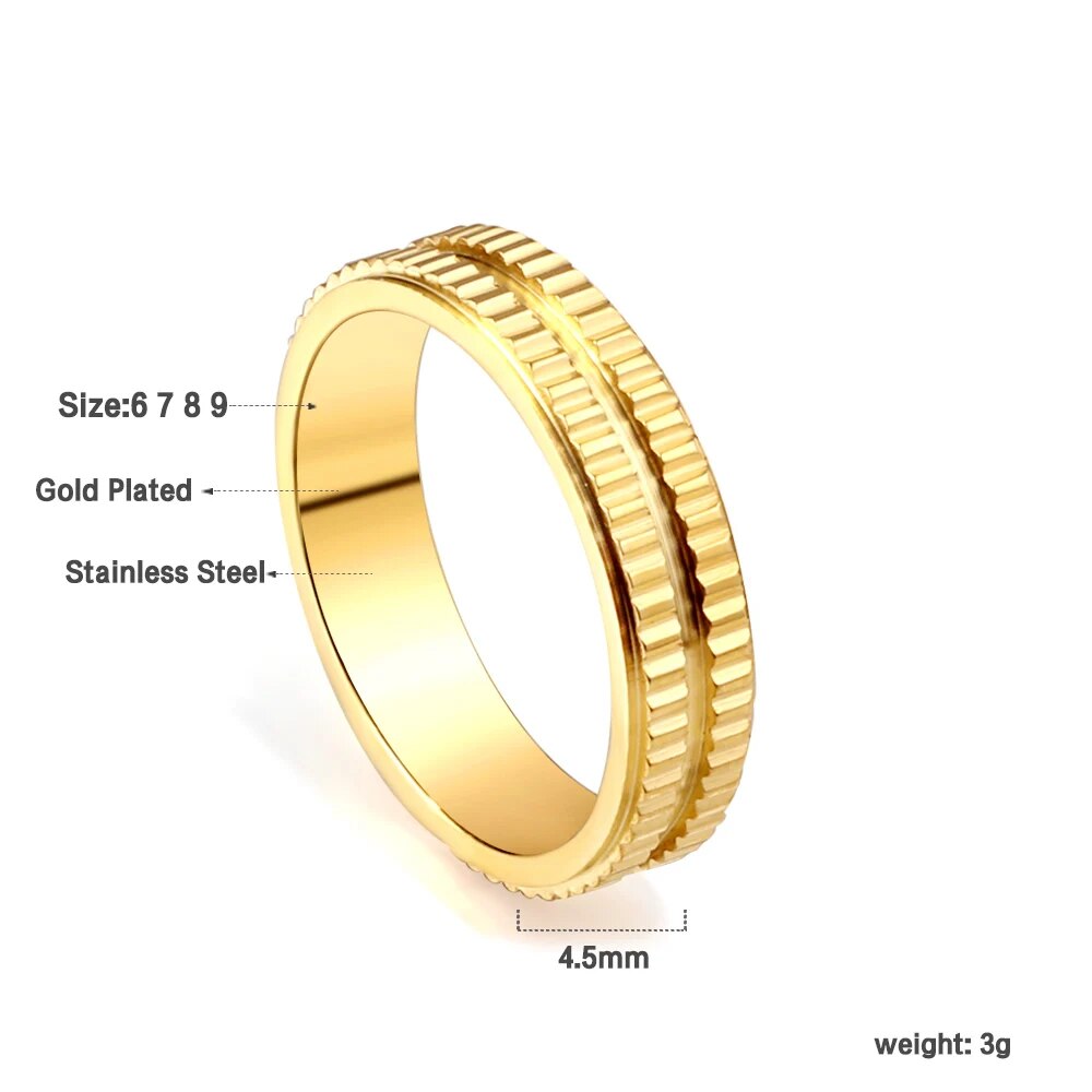 LUXUSTEEL Romantic Double Hollow Heart Rings for Women Stainless Steel Golden M image 8