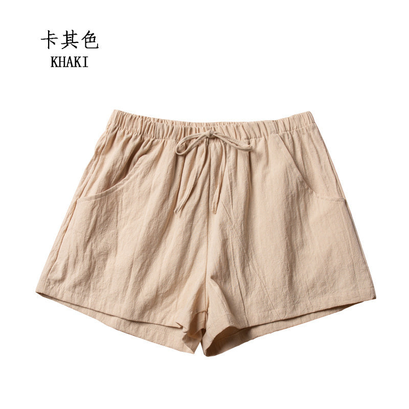 Casual Linen Shorts Women Gym Workout Shorts Cotton Short Pants High Waisted Bl image 10