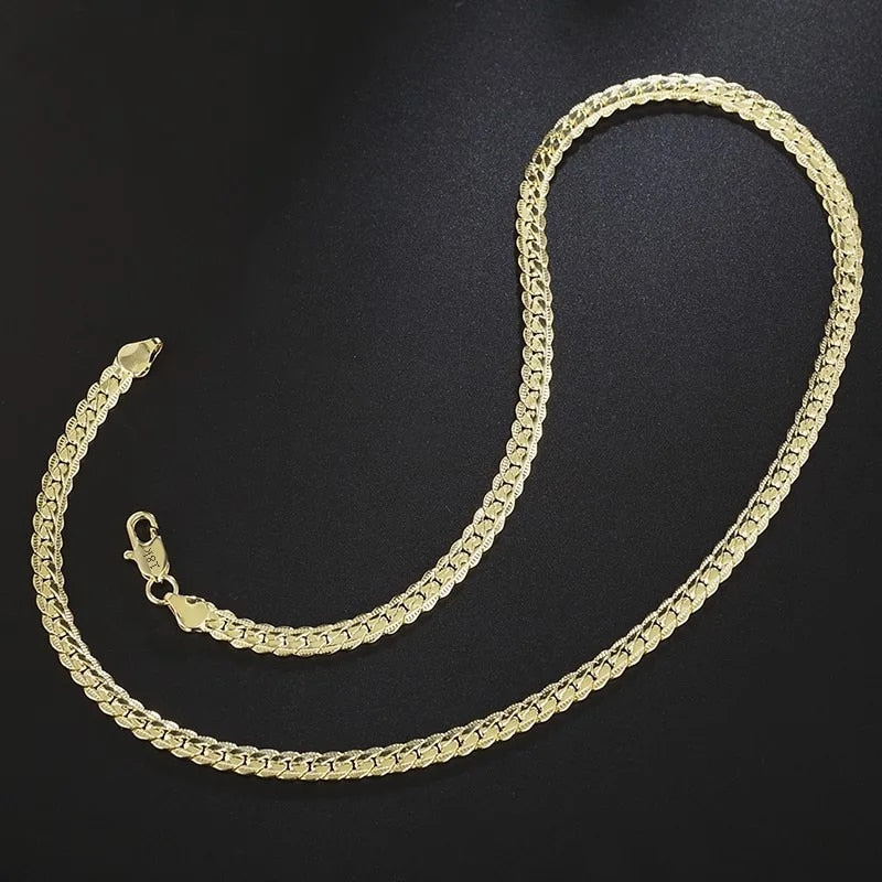 925 Sterling Silver 6MM 18K Gold Full Sideways Figaro Chain Necklace For Woman image 6