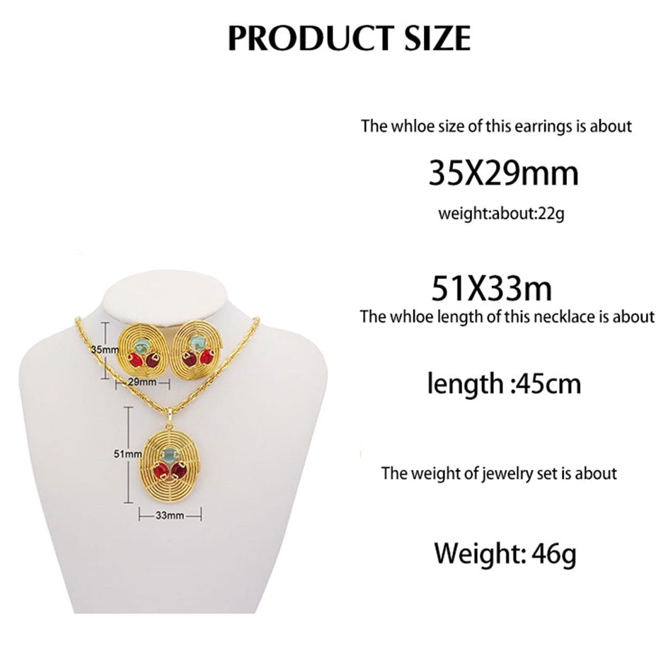 SUNNESA Classic Zircon Duabi Jewelry Sets for Women Copper Plated African Golde image 4