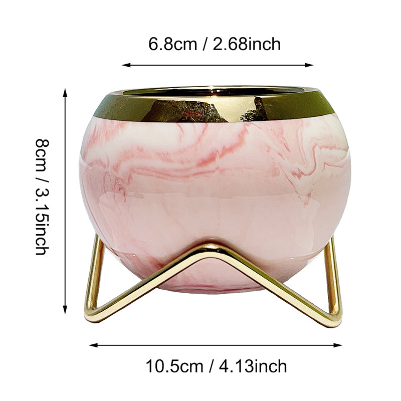 Nordic INS Style Luxury Gilded Ceramic Small Flowerpot with Golden Bracket Crea image 3