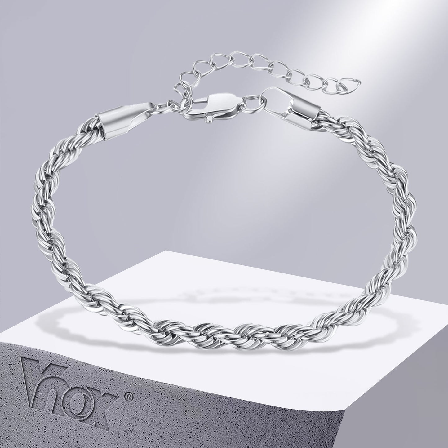 Vnox 2/3/4/5mm Twisted Chain Bracelets for Women Men, Gold Color Stainless Stee image 0