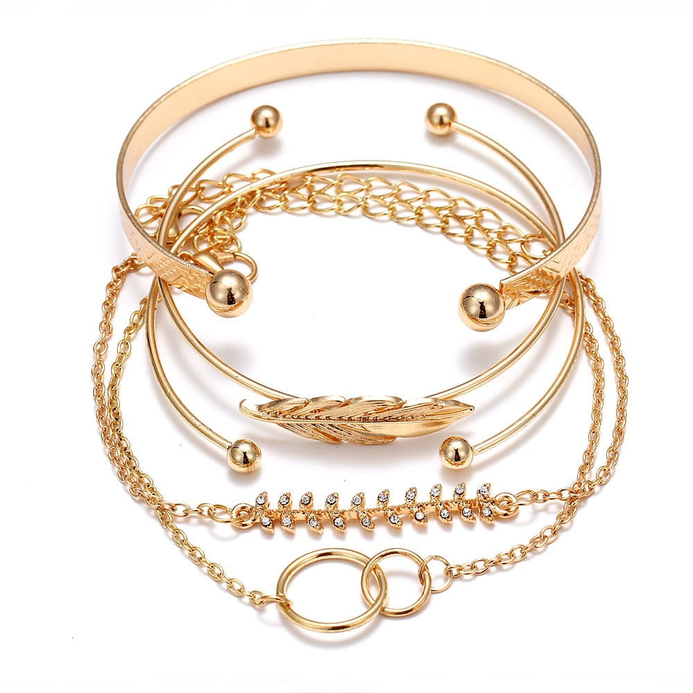 Bohemian Gold Color Tassel Bracelets for Women Girls Boho Jewelry Geometric Lea image 6