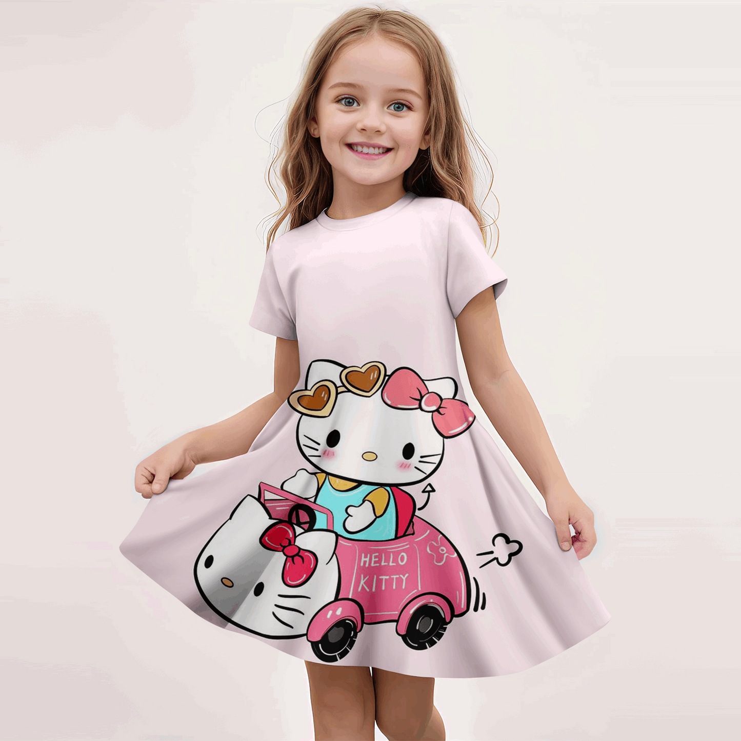 MINISO New Summer Dress Fashion Cartoon Cute Hellokitty 3D Print Dresses Kids S image 4