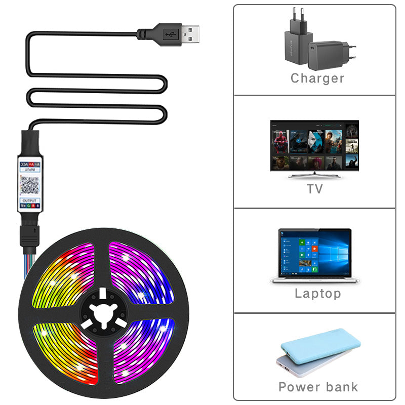 RGB 5050 Led Strip Light Bluetooth App Control 5V USB Led Tape Flexible Ribbon image 6