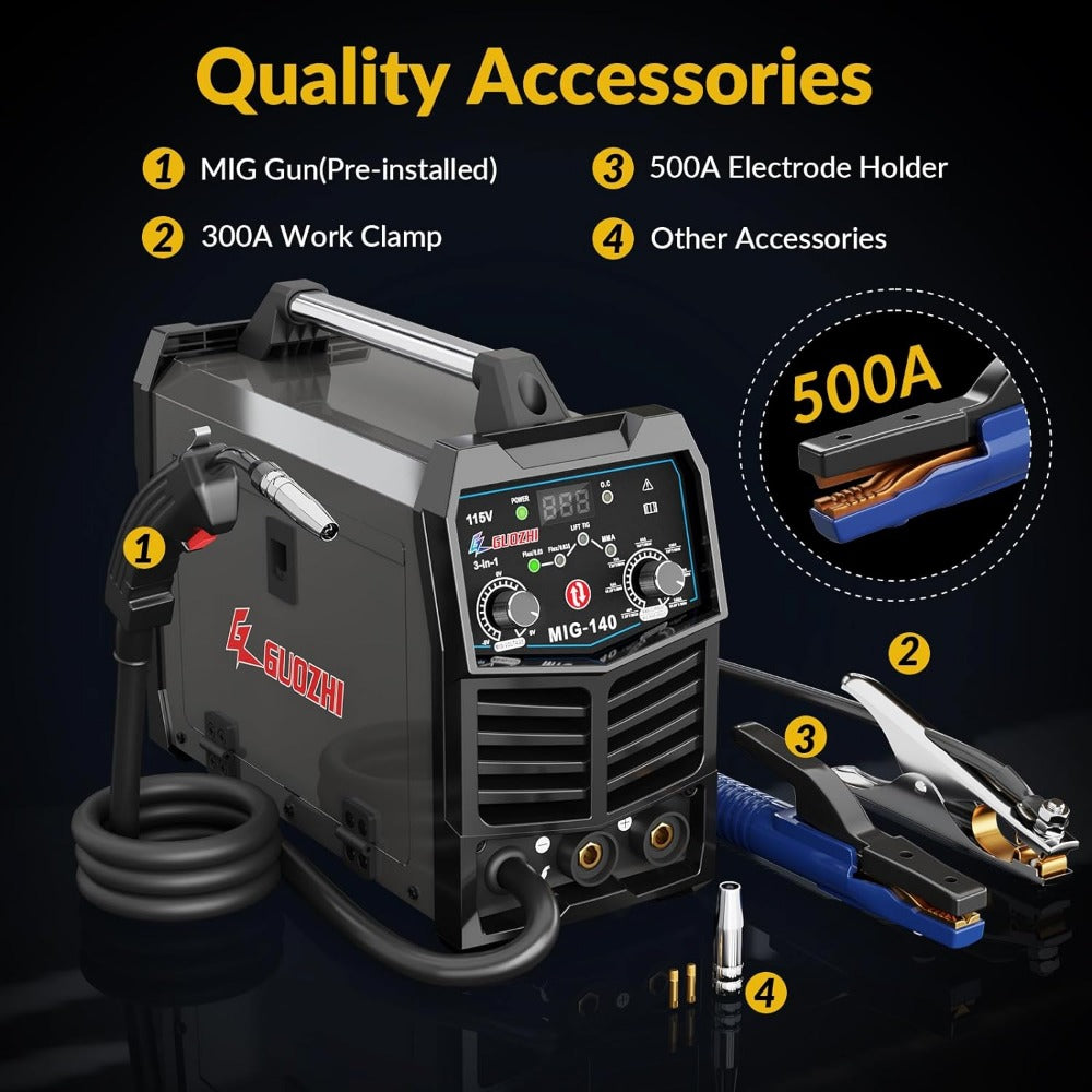 110V Flux Core MIG/Stick/Lift TIG 3 in 1 MultiProcess Welding Machine with Syne image 4