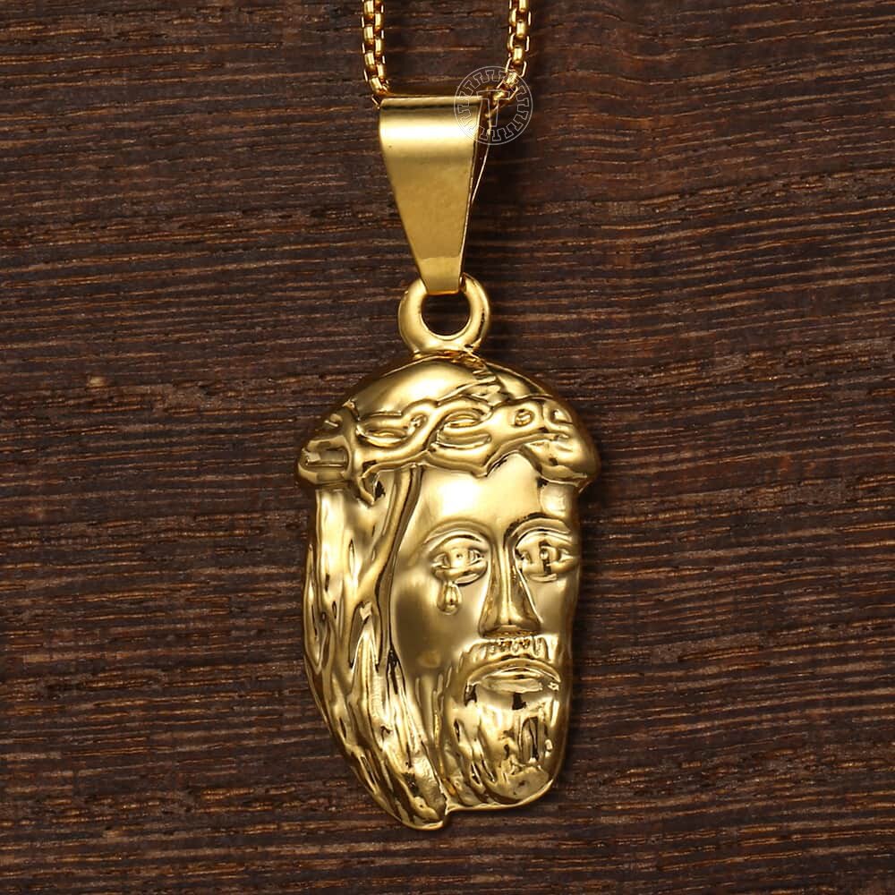 Trendsmax Women's Necklace Jesus Pendant Gold Color Box Chain For Men image 3