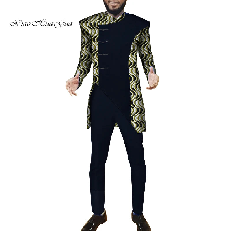 African Men Suits Sets Tops+Trousers Fashion Printing African Clothes for Men F image 8