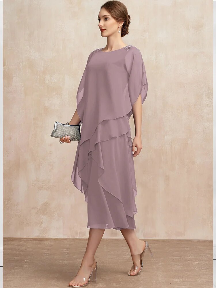 Women's Dress Summer Irregular Midi Dresses Ladies Elegant Mesh Sleeve Birthday image 9