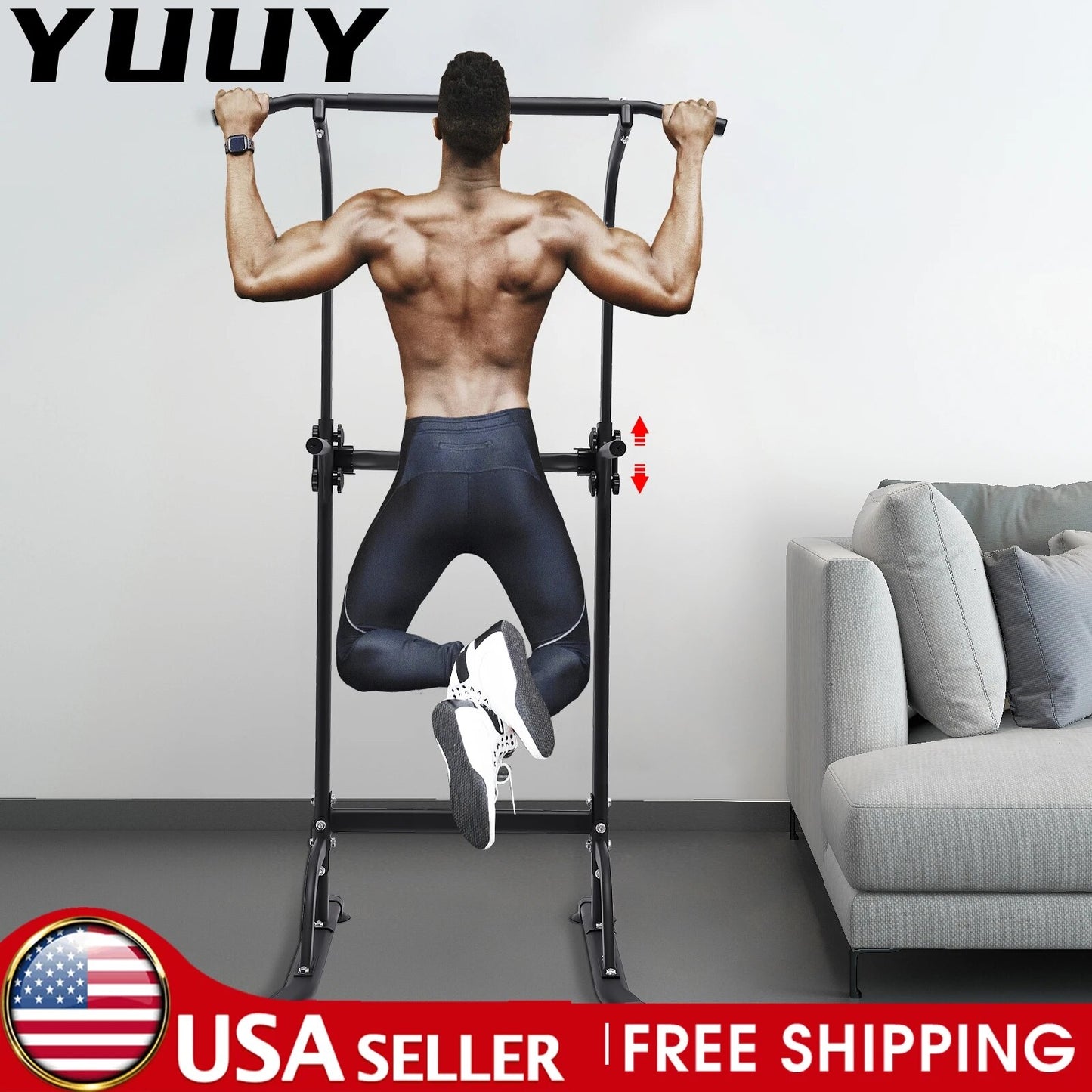 Adjustable Pull-up Dip Station, Power Tower, Pull-ups Stand for Home Gym, Stren image 1