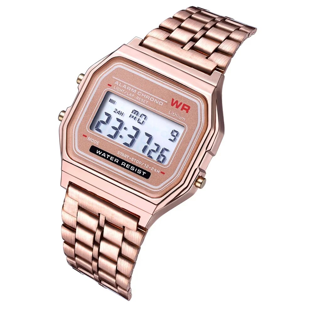 LED Steel Belt Rose Gold Silver Watches Men Women Electronic Digital Display Re image 7