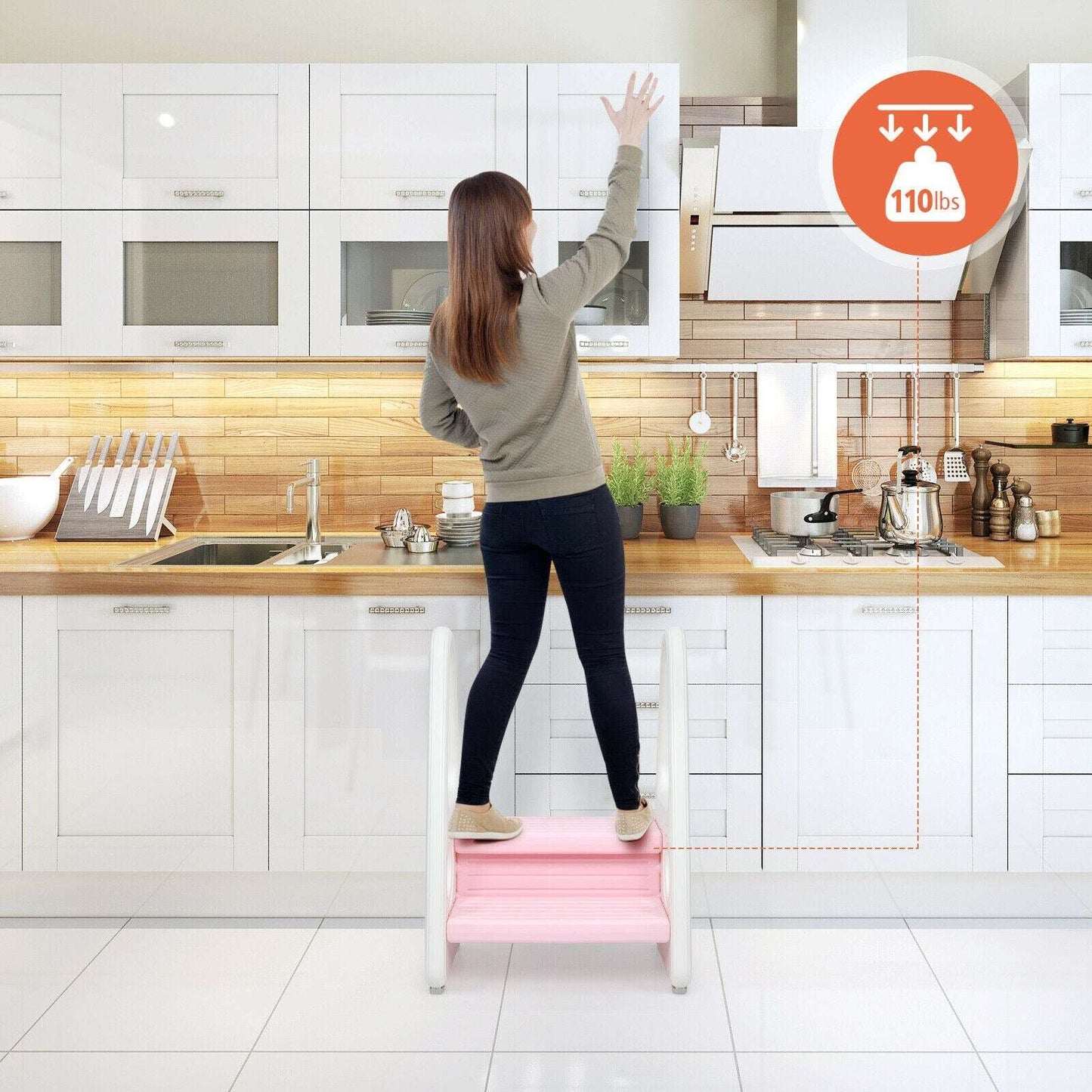 Kids Step Stool Learning Helper w/Armrest for Kitchen Toilet Potty Training image 8