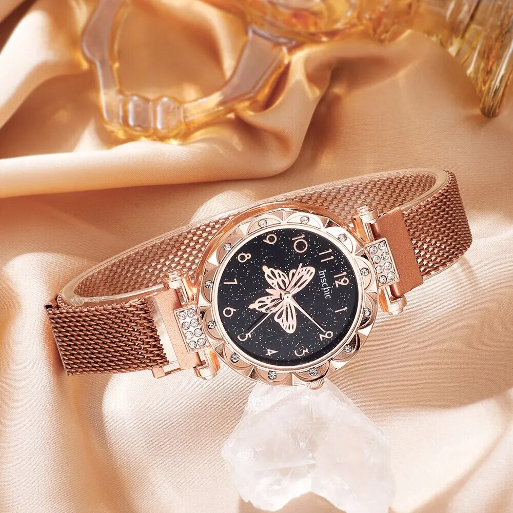 7PCS Set Women Rose Gold Luxury Quartz Watch Fashion Wristwatch Casual Ladies W image 5