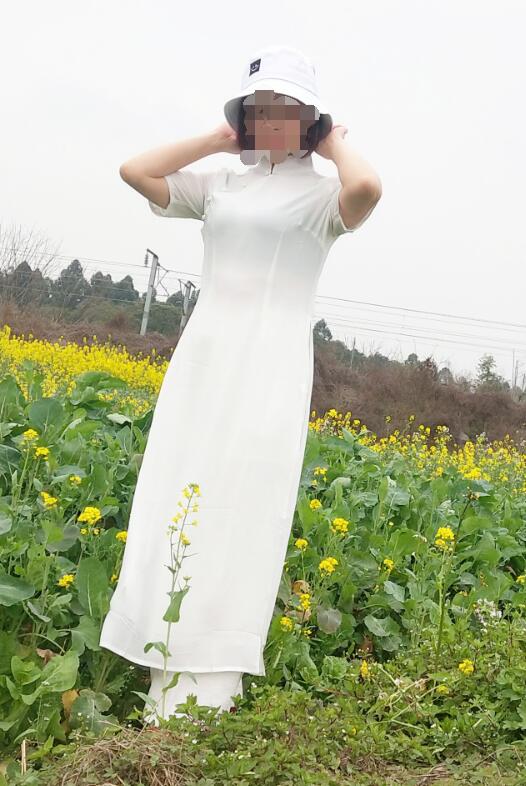 Traditional Vietnam Ao dai Women Cheongsam Summer Oriental Dress Include Pants image 5