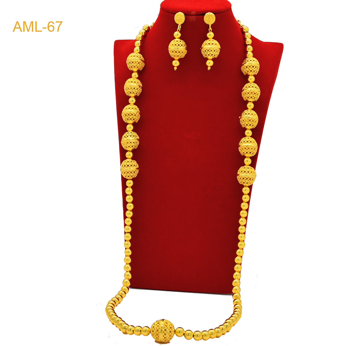 Fashion Dubai Luxury 24k Gold Color Long Chain Bead Jewelry Set For Women Arab image 2