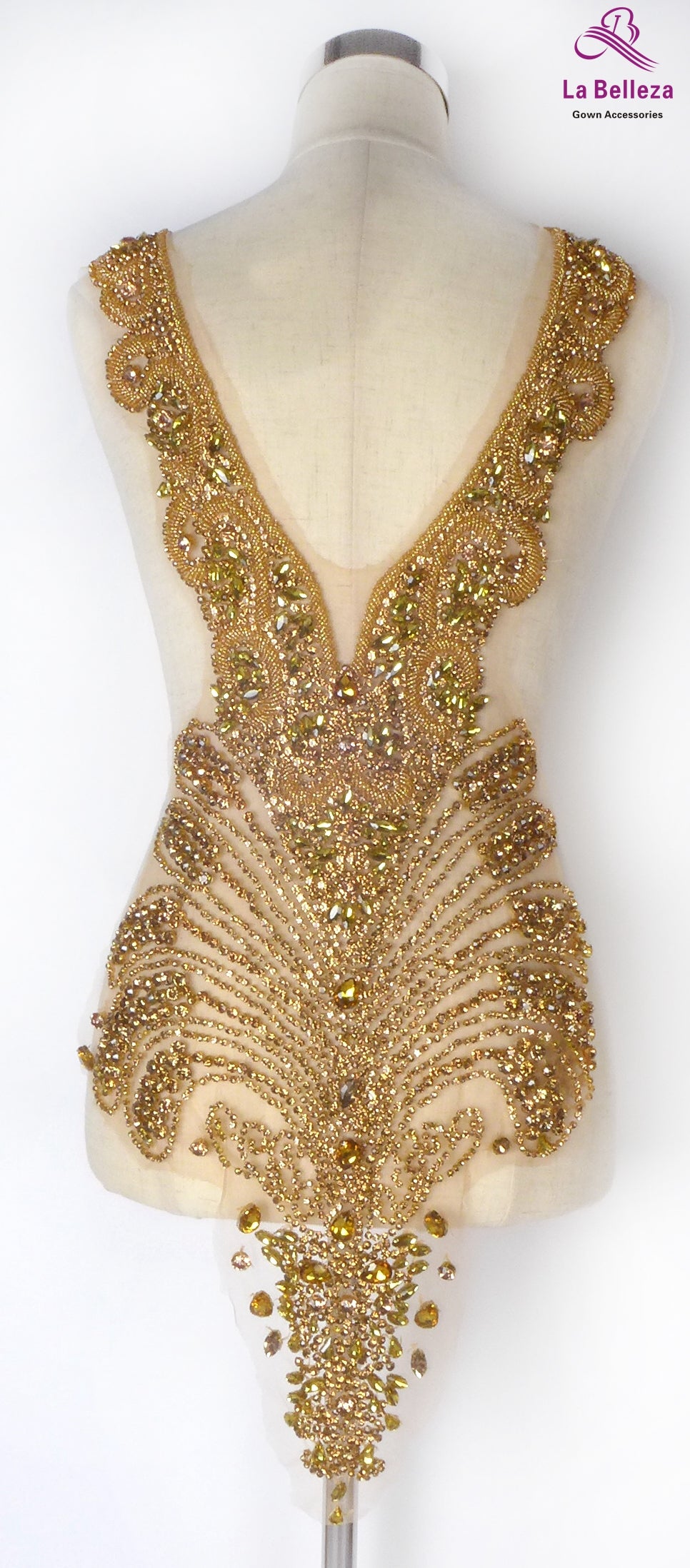 La Belleza black AB rose gold silver Red crystal rhinestone long rich bodice a image 3