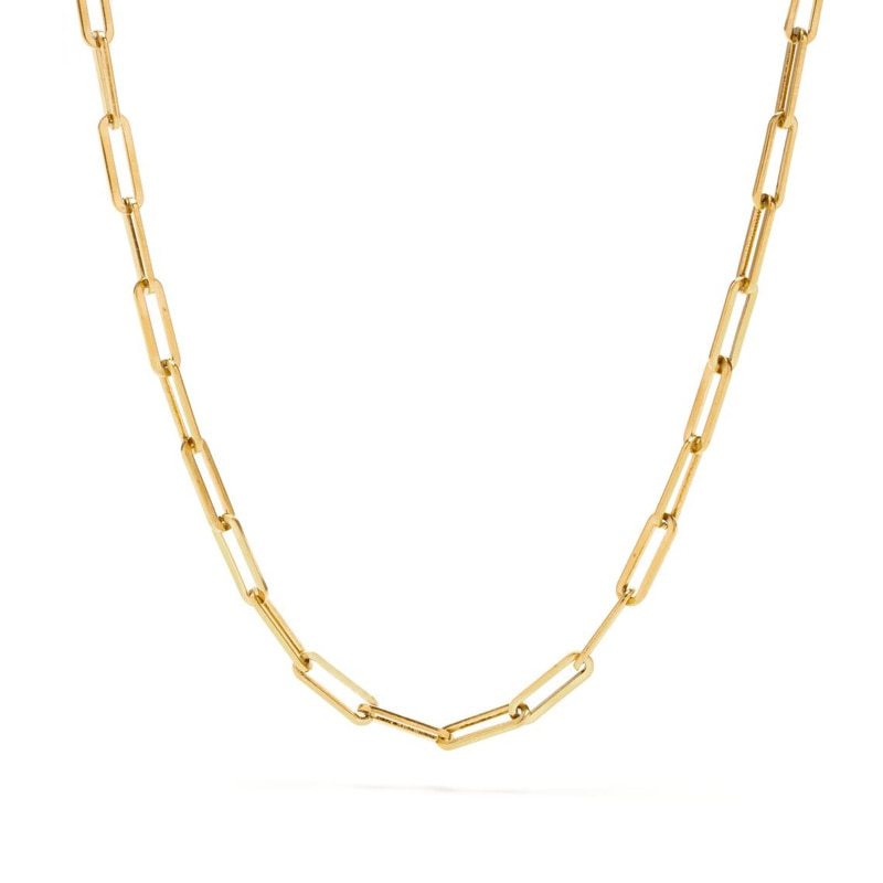2021 Hot Fashion Paperclip Link Chain Women Necklace Stainless Steel Gold Color image 1