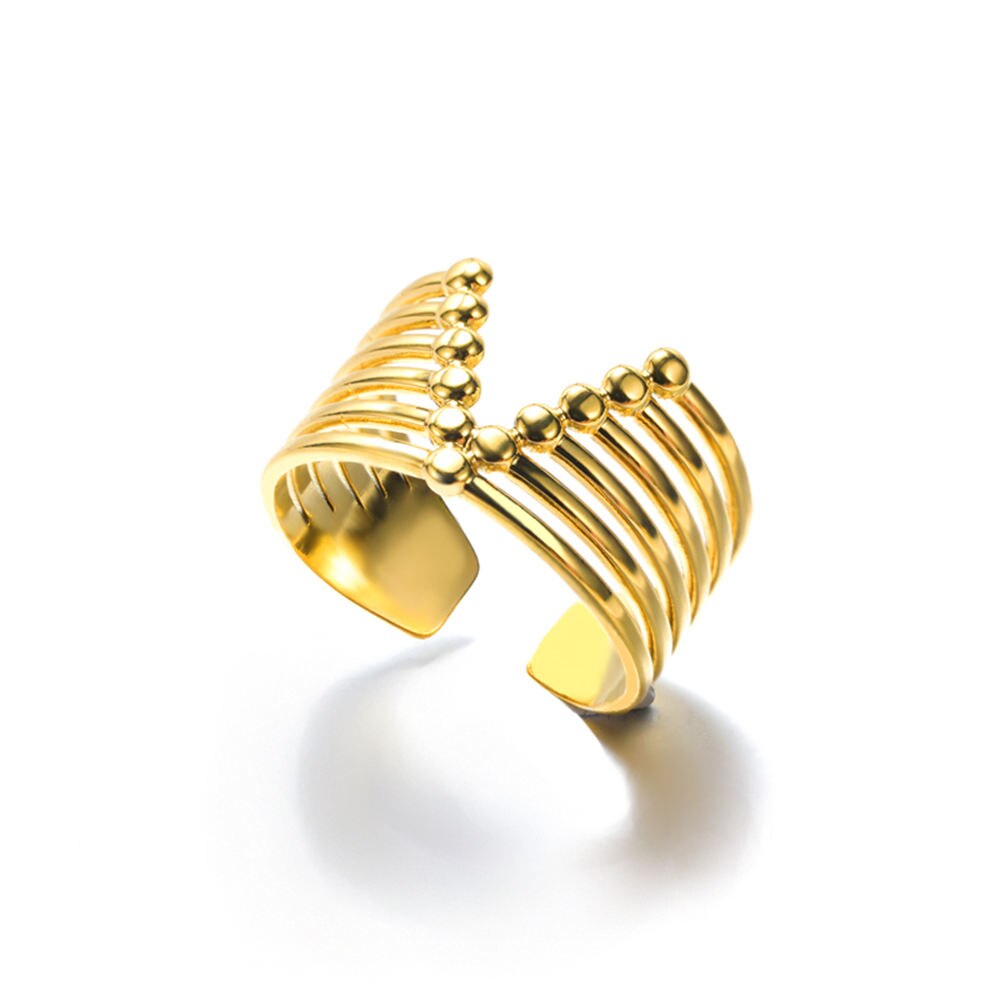 GATTVICT Punk Cross knight Open Stainless Steel Queen Rings Minimalist Gold image 6