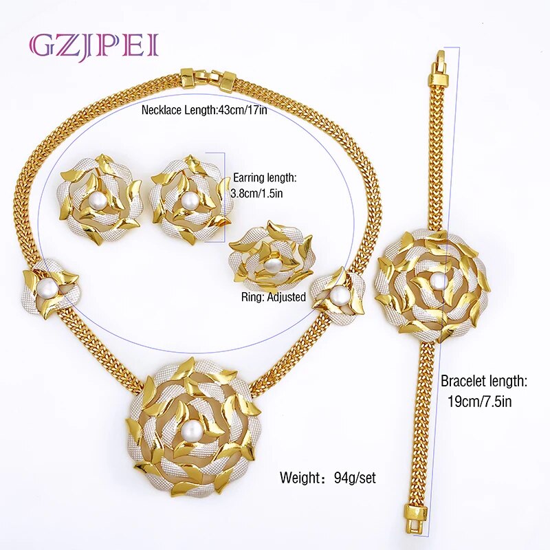 New Dubai Jewelry Set For Women Luxury Design 18K Gold Plated Brazil Trending N image 2