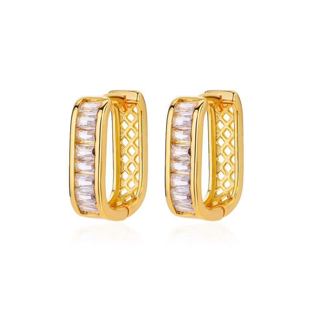 U-shaped Zircon Earrings for Women Gold Color Stainless Steel Earrings 2023 Tre image 11