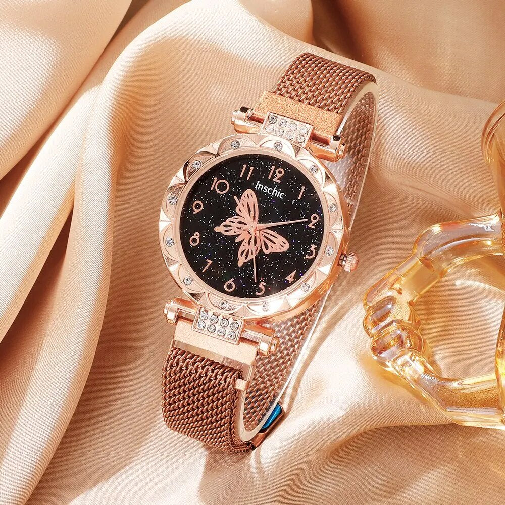 7PCS Set Women Rose Gold Luxury Quartz Watch Fashion Wristwatch Casual Ladies W image 3