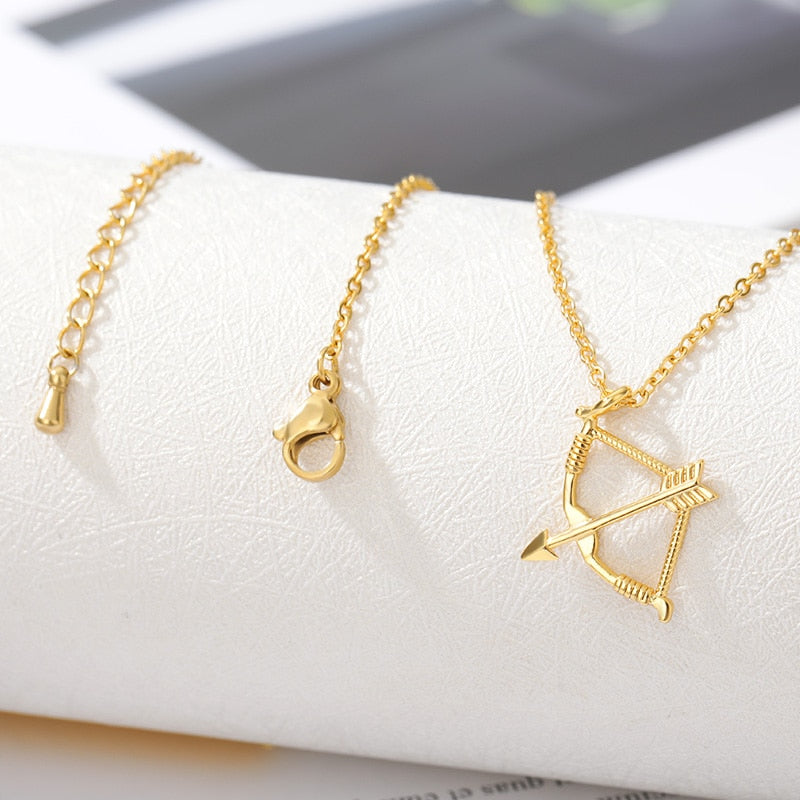 2020 Trend Bow and Arrow Necklace for Women Men Collar Stainless Steel Gold image 3