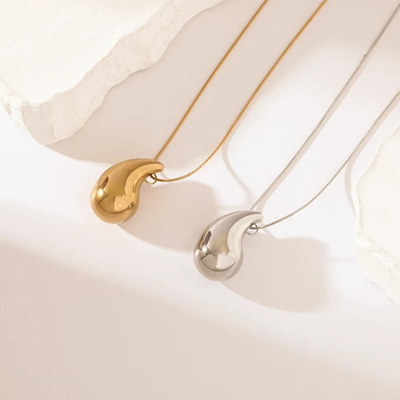 EILIECK 316L Stainless Steel Gold Color Water Drops Necklace Earrings Trendy Fo image 16