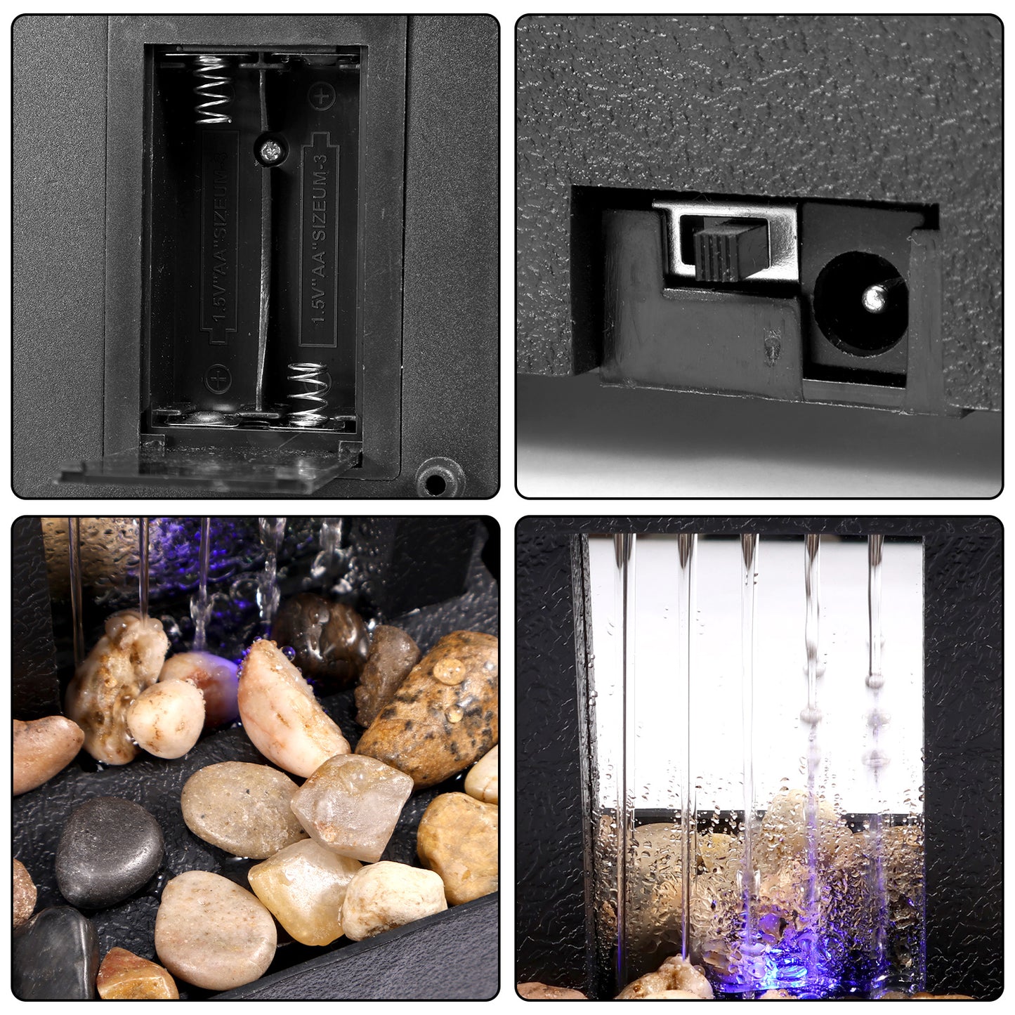 Tabletop Fountain with Light Mini Indoor Water Fountain Feature Zen Meditation image 7
