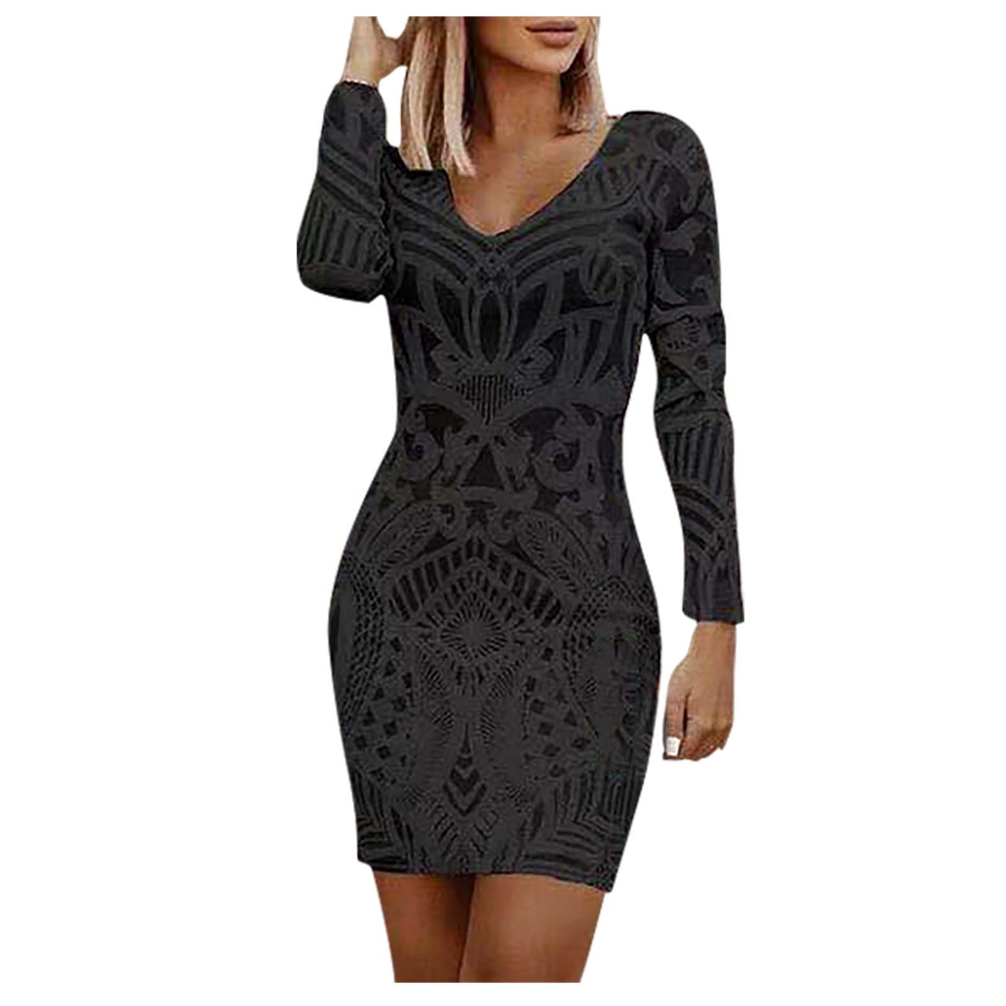 Elegant Party Sheath White Dress Women Spring Sexy Slim Long Sleeve Embroidered image 1