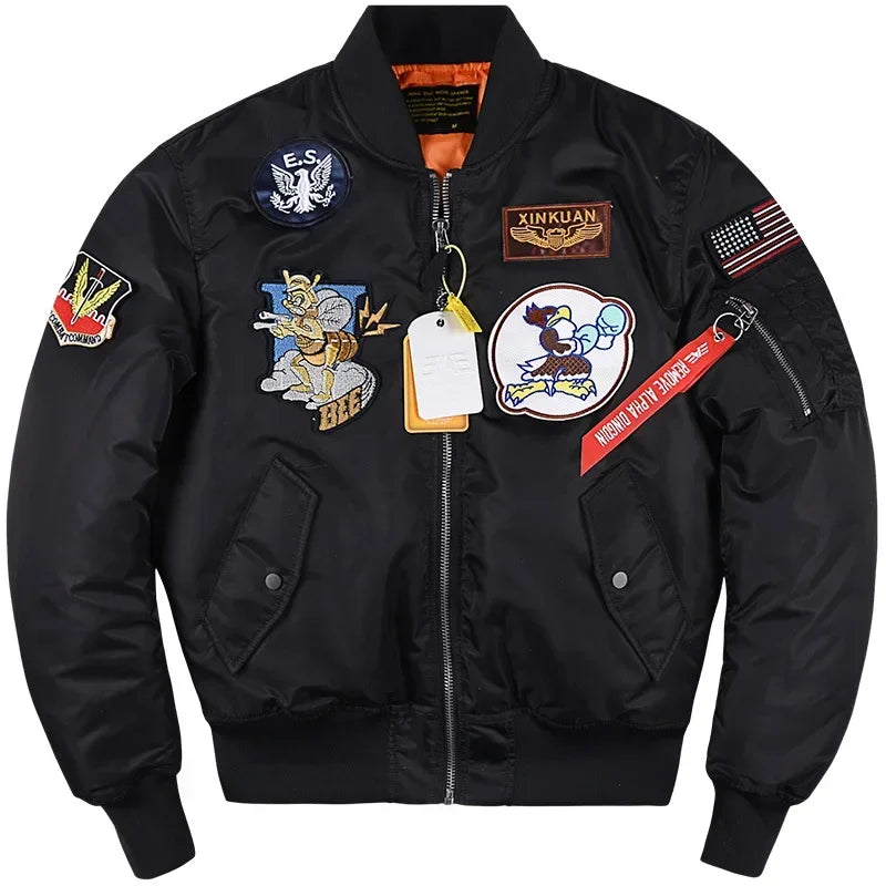 Winter Men Thicken Warm Flight Pilot Jacket Mens Casual MA1 Aviator Baseball Ai image 2