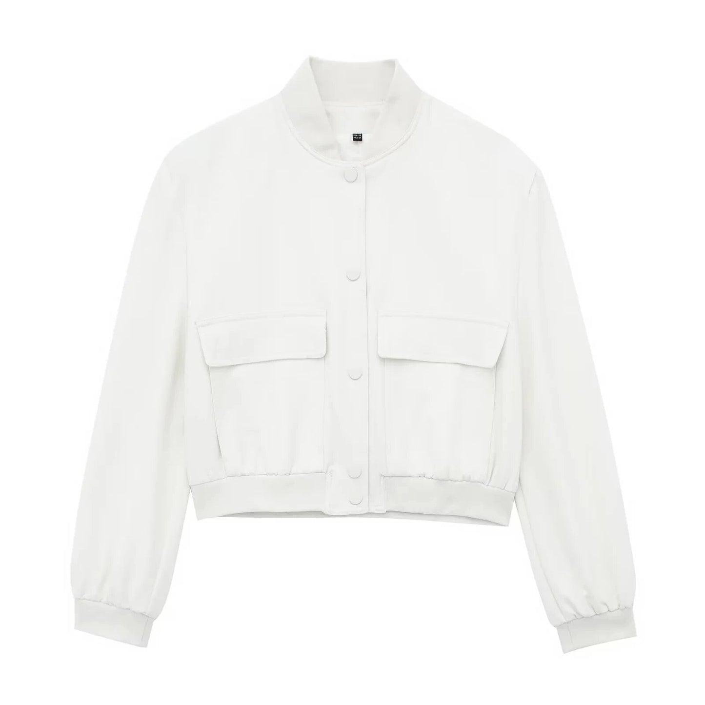 TRAF Vintage Solid Long Sleeve Bomber Jacket Spring Women Casual Coats Streetwe image 3