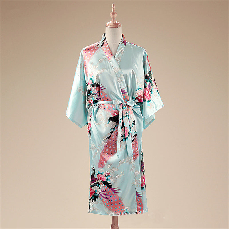 Women Satin Pajamas Bathing Robe Gown Japanese Traditional Women Sakura Kimono image 11