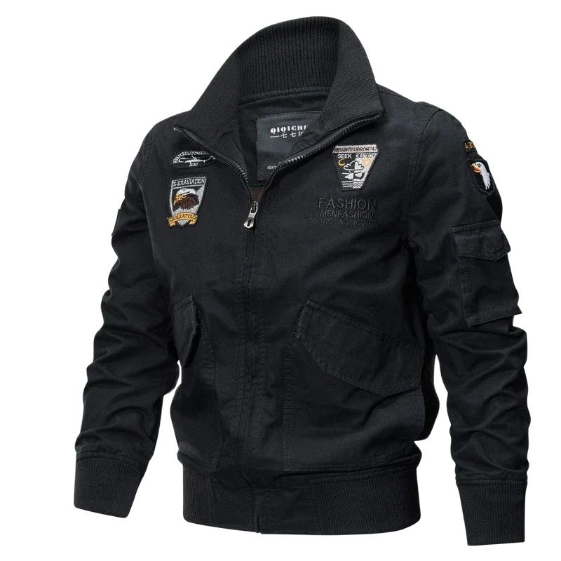 Motorcycle Tactics Jacket Men Autumn Spring Bomber Cotton Coat Embroidery Airpl image 0