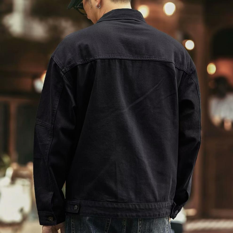 Classic vintage denim jacket for men, autumn and winter heavyweight washed turt image 4