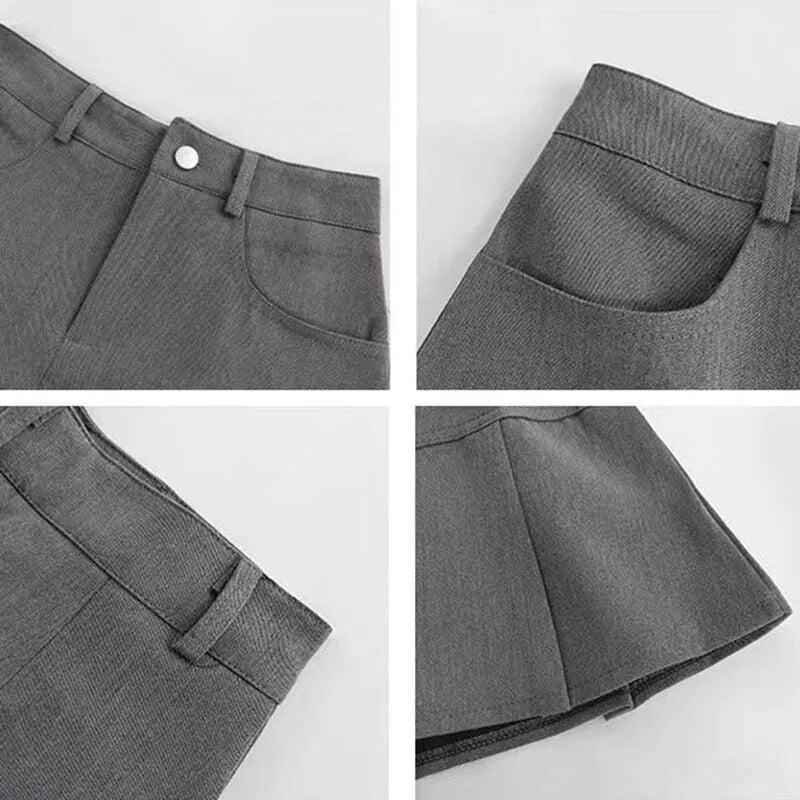 Y2K Vintage High Waist Pleated Skirt Women College Style Uniforms Safety Pants image 9