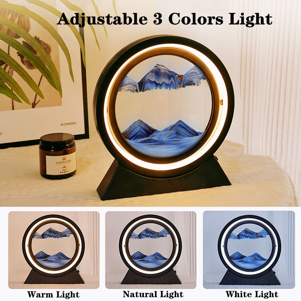 LED Table Lamp Moving 3D Sand Art Picture Deep Sandscape In Motion Display image 10