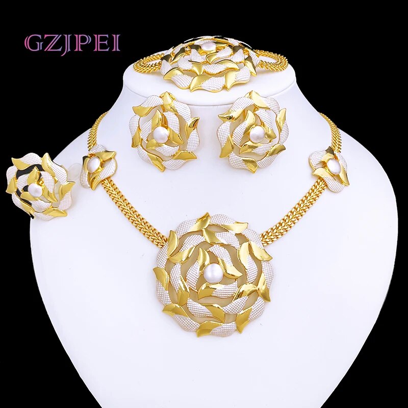 New Dubai Jewelry Set For Women Luxury Design 18K Gold Plated Brazil Trending N image 4