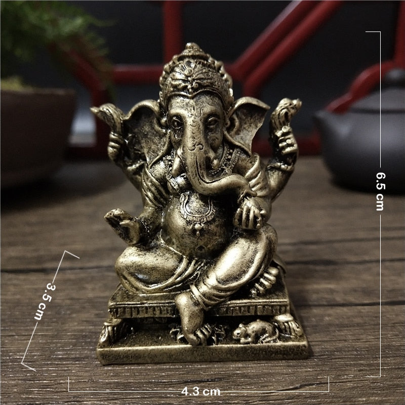 Gold Lord Ganesha Statue Buddha Elephant hindu God Sculpture Figurines Resin Ho image 7