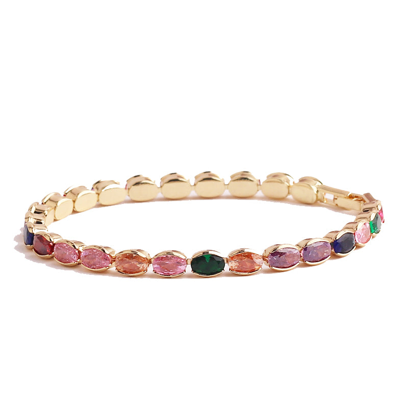 2022 New Rainbow Crystal Tennis Bracelets For Women Bracelet Set 18K Gold Silve image 8