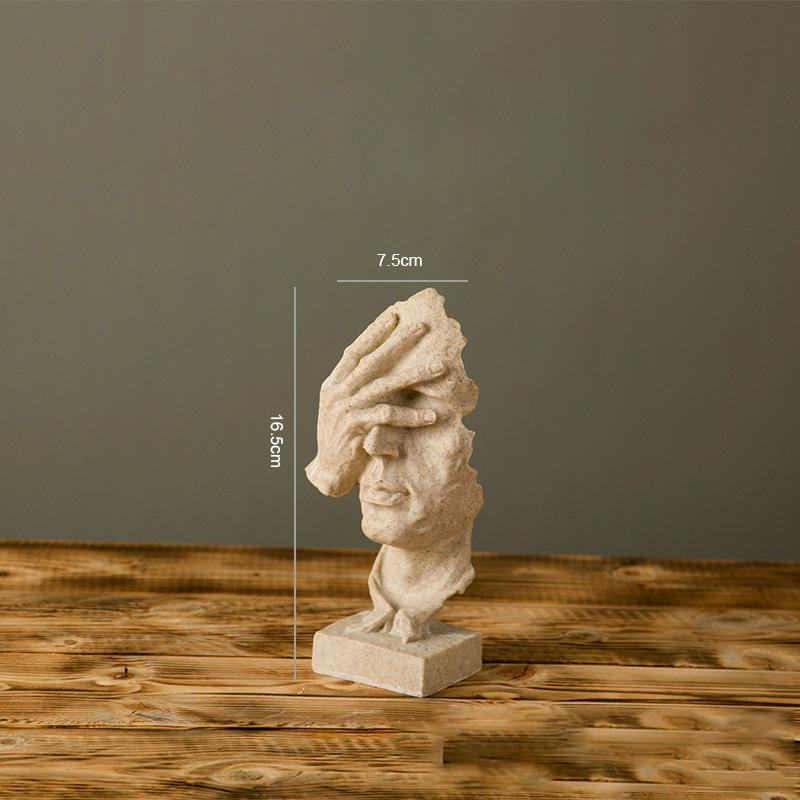 Silence Is Gold Statue Human Face Statue Abstract Sculpture Nordic Creative Dec image 8