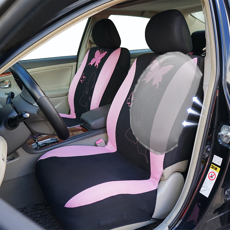 Embroidery Car Seat Covers Polyester Fabric with Airmesh Cloth Universal Size F image 4