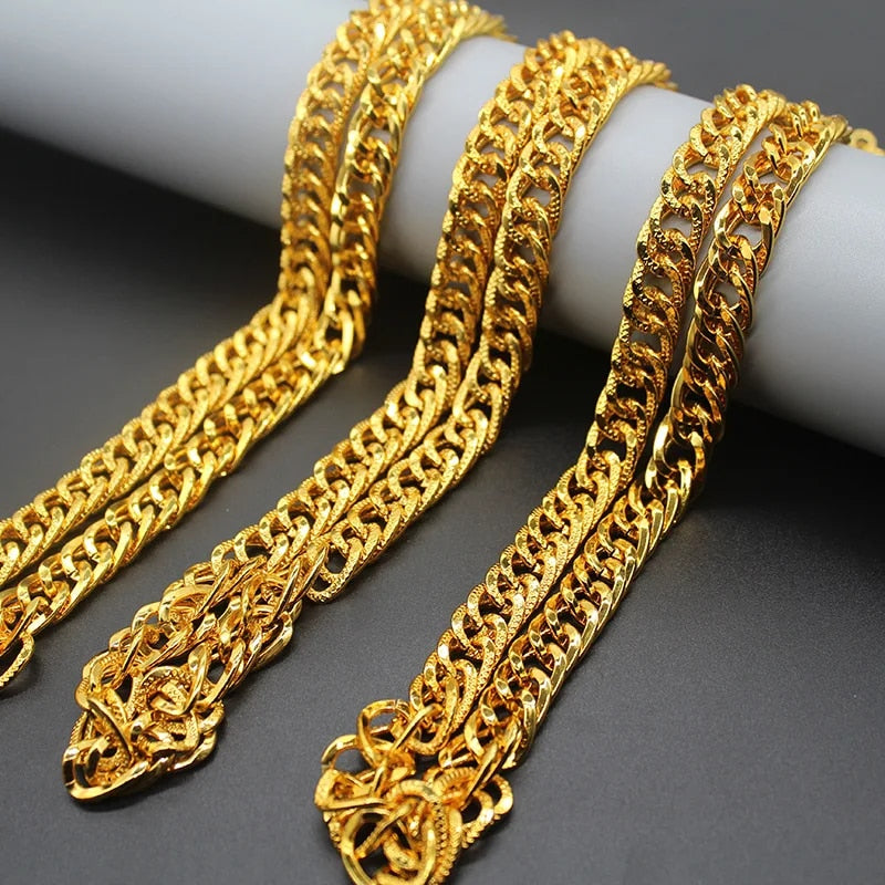 24k Gold Plated Necklace For Men Original Hiphop Bar Rap Rope Chain Africa Jewe image 8