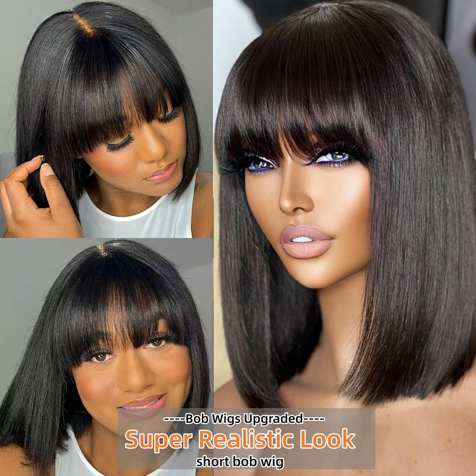 Wiggogo Middle Part 3X1 Hd Lace Wig Short Bob Wigs Bone Straight Human Hair Wig image 3