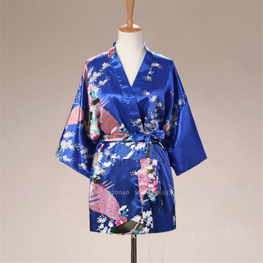 Women Satin Pajamas Bathing Robe Gown Japanese Traditional Women Sakura Kimono image 13